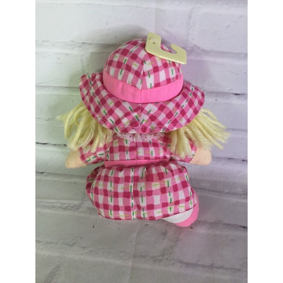 VTG 1996 Dolly Mine Plush Stuffed Doll Pink Plaid Dress Blond Hair Well Made Toy - Picture 3 of 8